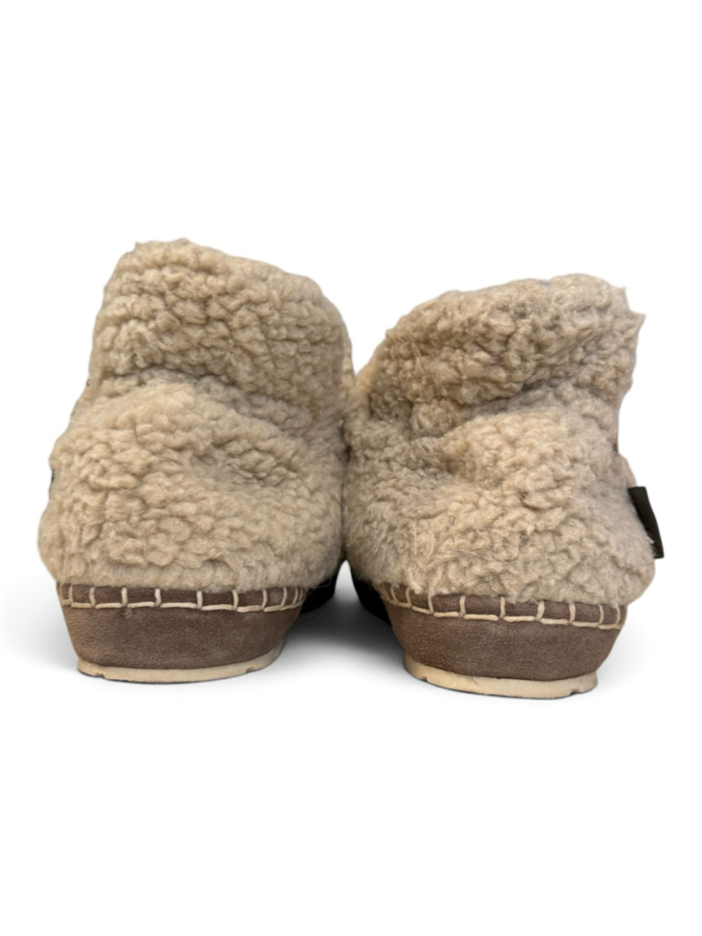 L.L.Bean Womens Slipper Booties Size 9 M Beige Sherpa Fleece Lined Indoor Outdoo - Picture 6 of 10